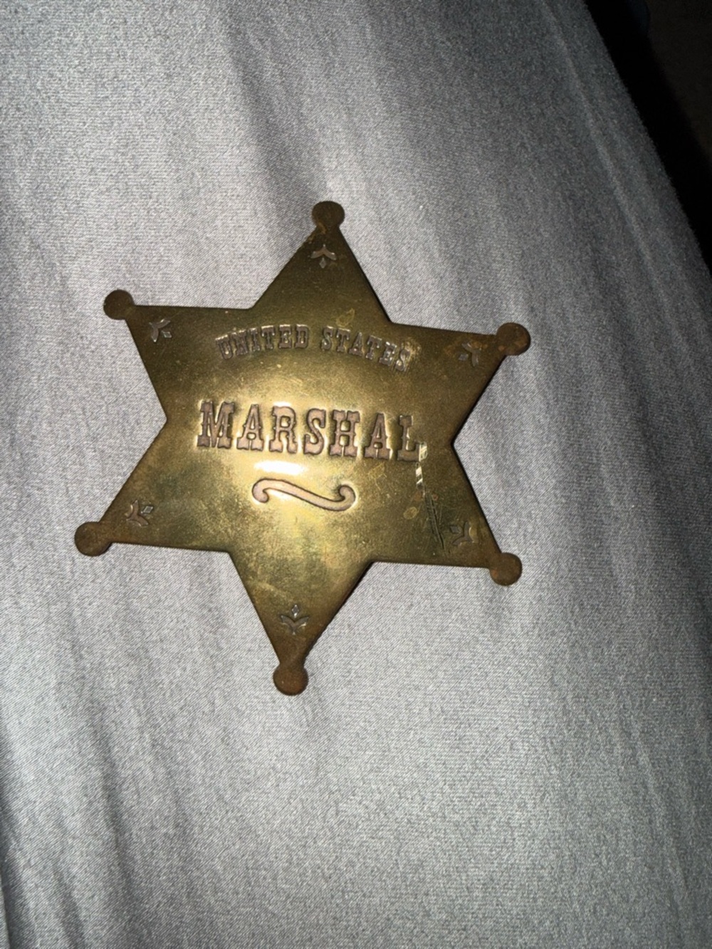 Vintage-Style Marshal Star Badge - Brass Finish
